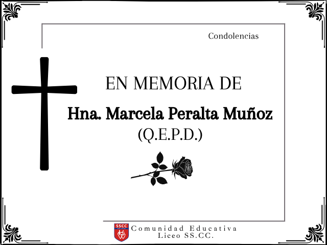 Con gratitud despedimos a la Hna. Marcela Peralta M. (Q.E.P.D.)