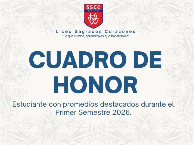 Cuadro de honor: Estudiantes destacados Primer Semestre